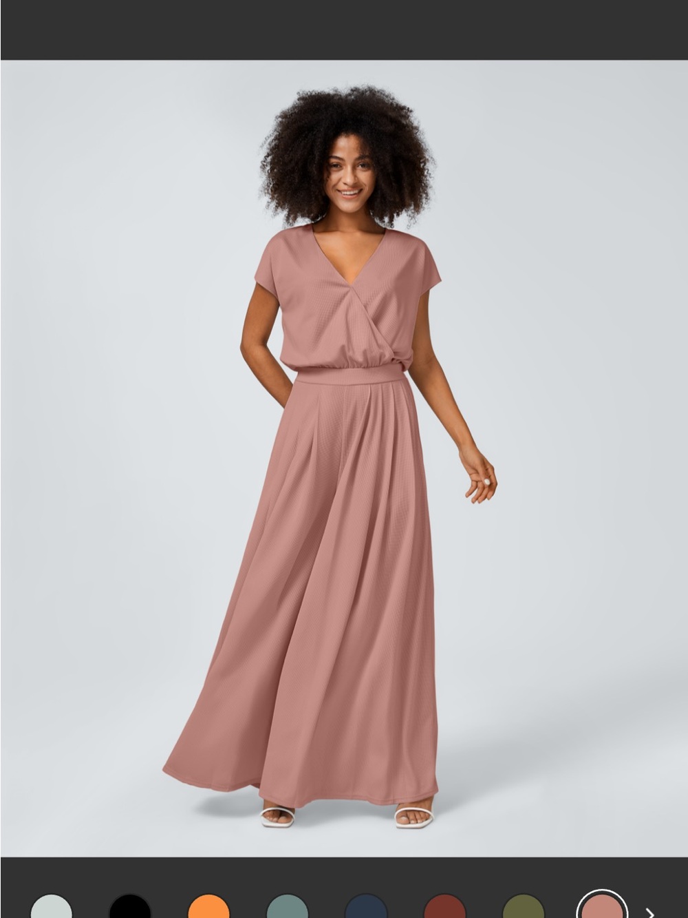 HALARA Mauve-Pink Faux Wrap Waffle Jumpsuit